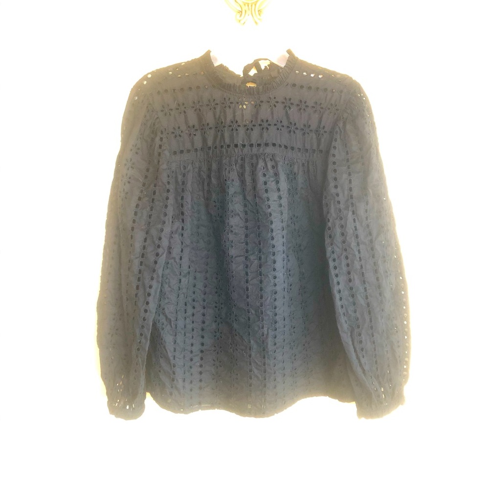 J. Crew black eyelet blouse AL603 - Picture 2 of 6